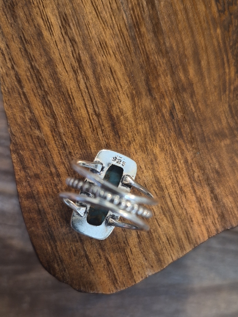 Natural Copper Turquoise Stone 925 Sterling Silver Bohemian Statement Ring 6-6.5 - Picture 7 of 8
